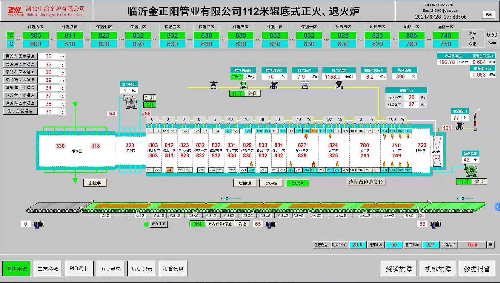 金正陽112m輥底式正火、退火爐控制系統(tǒng)
